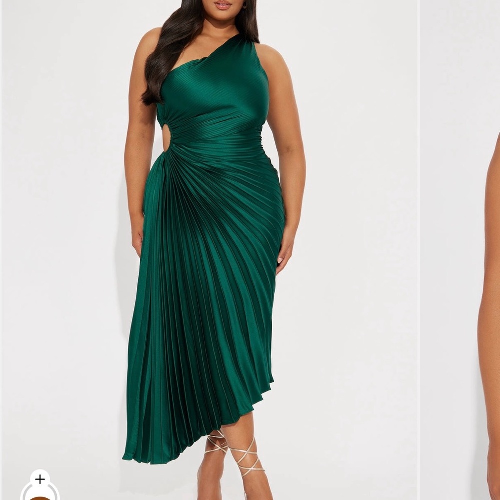 Fashion Nova Teal One-Shoulder Dress